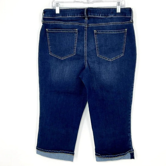 NYDJ Marilyn‎ Crop Straight Jeans Women Sz 12 Stretch Dark Wash Denim - Picture 2 of 10